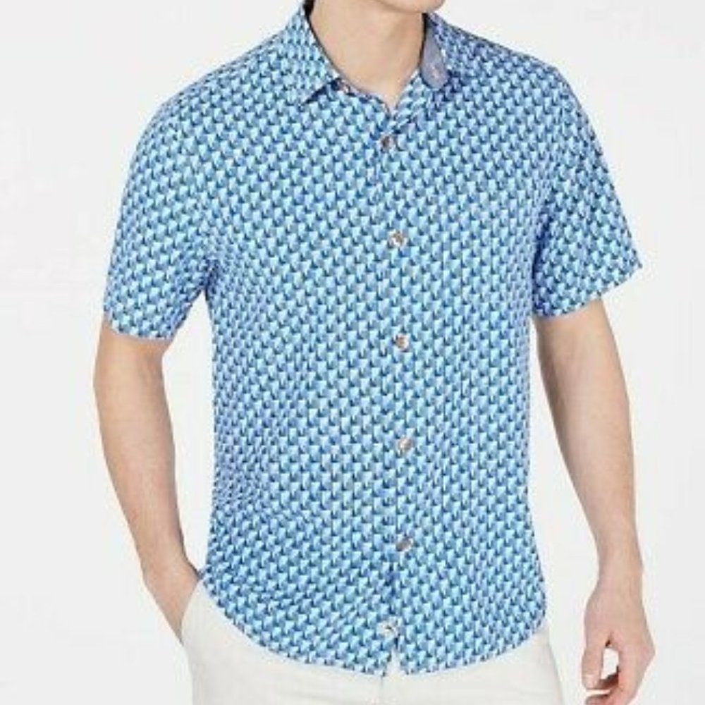 NWT Blue SILK Tommy Bahama Pacific Geos Tshirt L